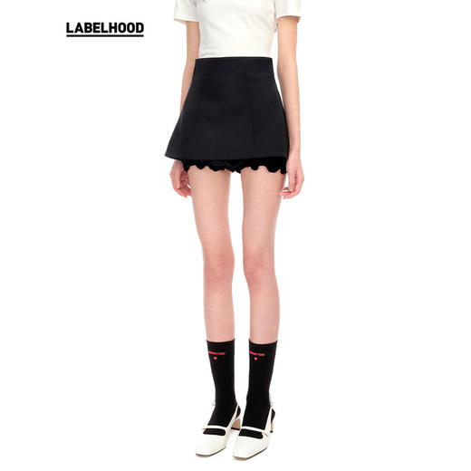 【SHUSHUTONG】蕾虎修身经典高腰后拉链法式A字迷你裙裤 商品图0