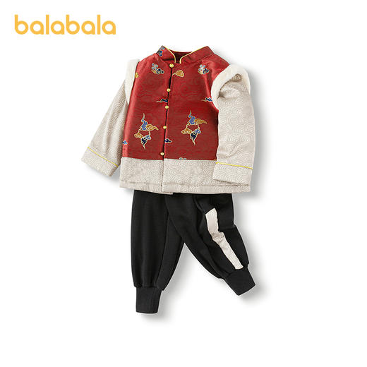 巴拉巴拉男童套装女童装加绒冬装新款国风新中式拜年服假两件 商品图4
