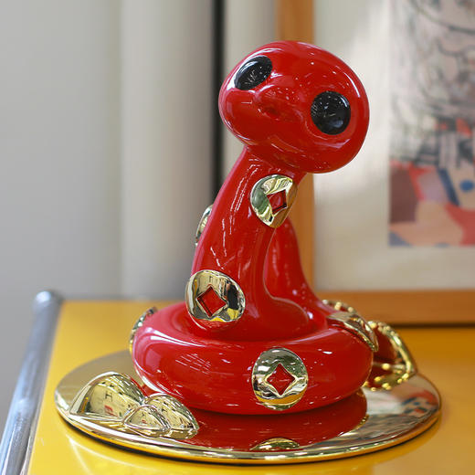 RODEO ART 蛇玲珑 中国红 20cm 送人送朋友客厅卧室玄关摆件生日礼物蛇年 商品图3