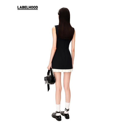 【SHUSHUTONG】蕾虎淑装百褶边无袖修身连衣裙经典款裙装 商品图3