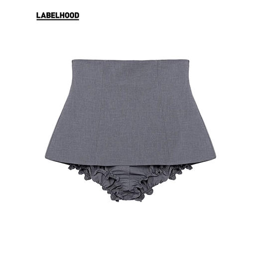 【SHUSHUTONG】蕾虎修身经典高腰后拉链法式A字迷你裙裤 商品图4