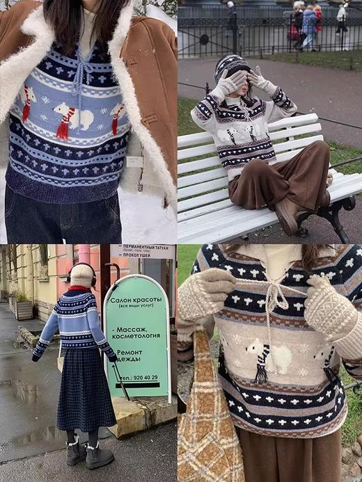 浮生八记/24D206/复古北极熊荃羊毛费尔岛毛衣 商品图3