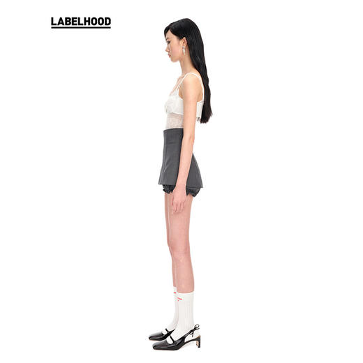 【SHUSHUTONG】蕾虎修身经典高腰后拉链法式A字迷你裙裤 商品图3