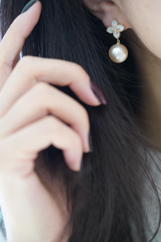 金珠耳饰「干枯玫瑰钻石四叶草」 商品图2