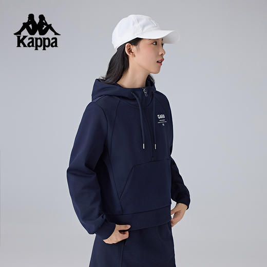 Kappa卡帕背靠背2025新款运动针织套头衫女款半拉链休闲连帽卫衣K0F22MT40 商品图2