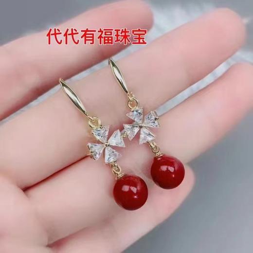 雀说天然朱砂耳坠紫金砂S925银耳钩原矿耳环本命年耳钉转运AL 商品图9