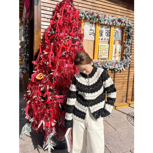 2501102   erd* 点点条纹 拉链开衫 商品图1