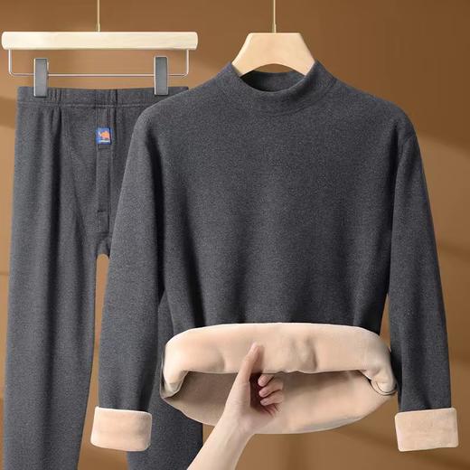 雀说【驼绒巨厚】秋冬季保暖内衣半高领男女套装加绒加厚防寒秋衣秋裤AL2308 商品图0