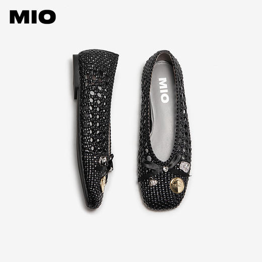 MIO米奥夏季新款浅口单鞋女圆头轻便渔夫鞋平底时尚镂空凉鞋M251495801 商品图3