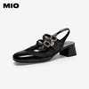 MIO米奥复古闪钻圆头时装凉鞋甜美可爱风舒适半凉鞋M252250707 商品缩略图0