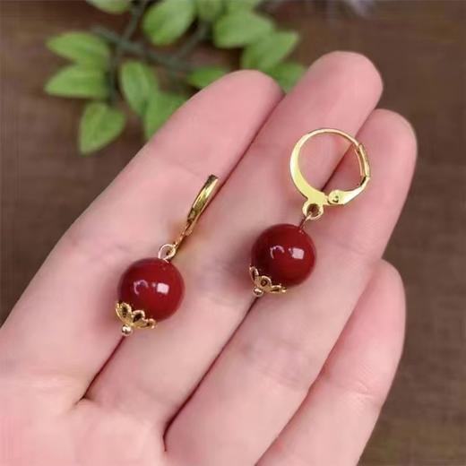 雀说天然朱砂耳坠紫金砂S925银耳钩原矿耳环本命年耳钉转运AL 商品图5