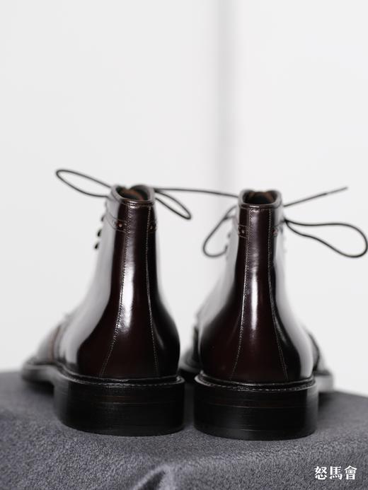 手工固特异西班牙仿马臀皮酒红色布洛克德比靴 商品图4