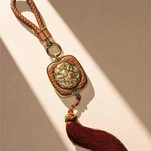 朱炳仁铜 吉祥蛇牌 可旋转手摆件车内装饰挂件中国风汉服包包挂件 商品图1