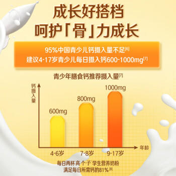 伊利高个子学生奶粉 儿童奶粉 营养高钙高锌高铁 生牛乳0蔗糖 400g 商品图7