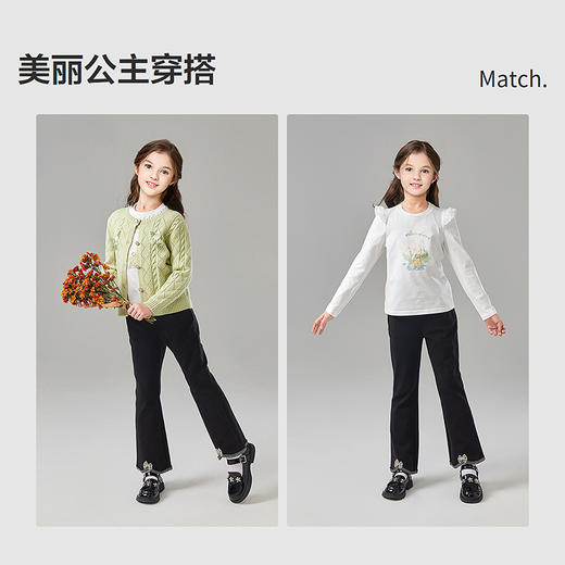 笛莎Deesha 童装女童裤子2025春新款香风针织喇叭裤 商品图2