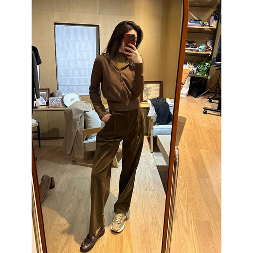 ROMI STUDIO “复古优雅” 灯芯绒高腰直筒姜卡其百搭西裤 23AWK196 商品图1