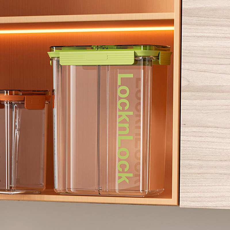 乐扣乐扣（locknlock）分格分类储粮密封隔潮防虫食品用材料送量杯简约风高颜值储物罐 绿色HTE956FU