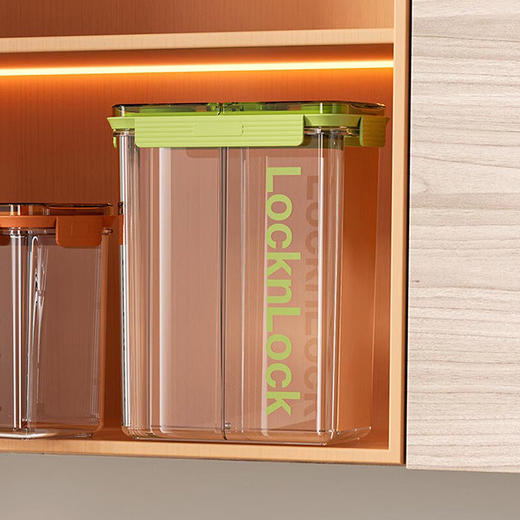乐扣乐扣（locknlock）分格分类储粮密封隔潮防虫食品用材料送量杯简约风高颜值储物罐 绿色HTE956FU 商品图0