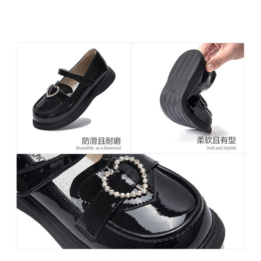 笛莎Deesha 女童童鞋2025春新款时尚透气浅口低帮皮鞋 商品图3