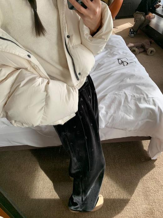 蝴蝶烫花加绒加厚保暖阔腿裤休闲裤冬季新款时髦个性长裤S-2XL 商品图3