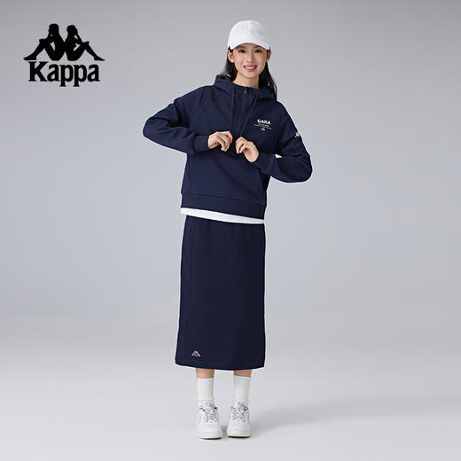 Kappa卡帕背靠背2025新款运动针织套头衫女款半拉链休闲连帽卫衣K0F22MT40 商品图4