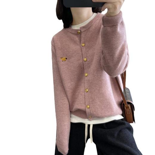 雀说圆领女士100纯羊毛开衫精致刺绣幸运小马可爱卡通针织外套AL237580 商品图4