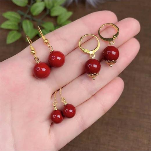 雀说天然朱砂耳坠紫金砂S925银耳钩原矿耳环本命年耳钉转运AL 商品图0