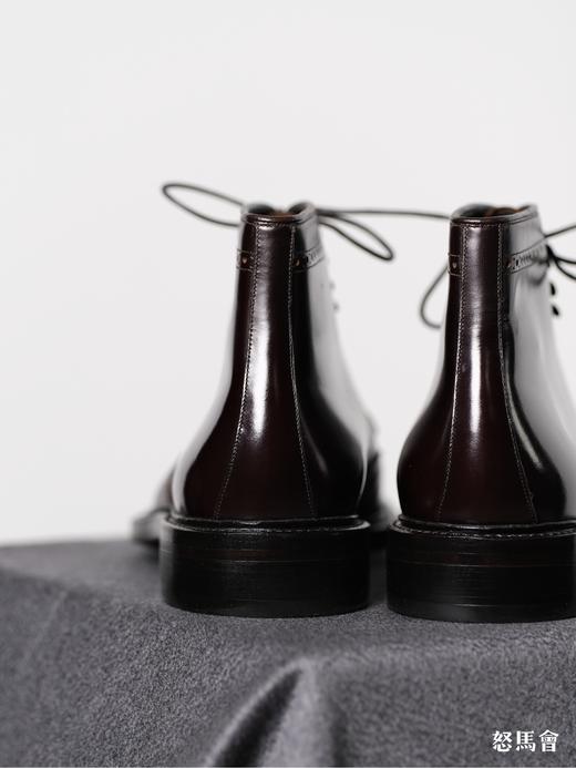 手工固特异西班牙仿马臀皮酒红色布洛克德比靴 商品图5