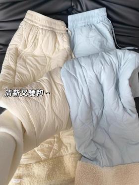 羊羔绒阔腿裤女秋冬加绒加厚棉裤卫裤运动裤子HLY