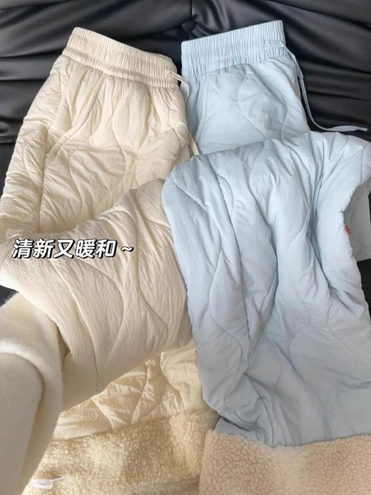 羊羔绒阔腿裤女秋冬加绒加厚棉裤卫裤运动裤子HLY 商品图0