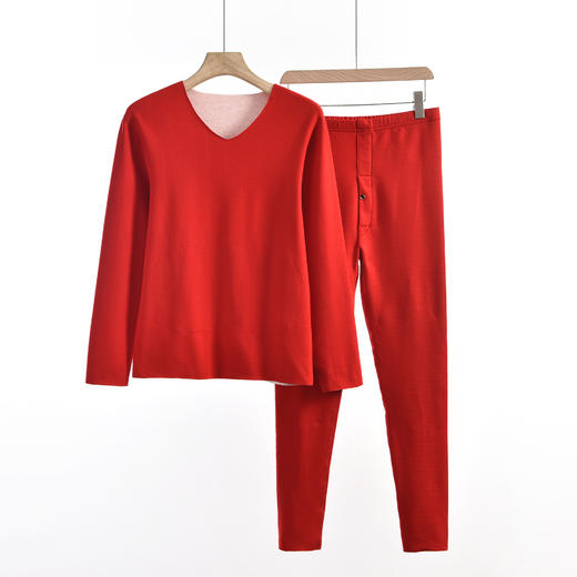 雀说男士蚕丝羊毛保暖内衣套装秋冬无痕发热暖姜贴片护肚护膝秋衣秋裤ALM3708 商品图8