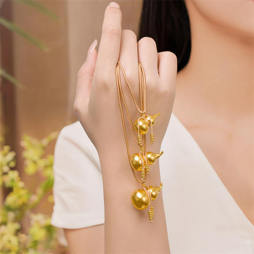 典粹葫芦吊坠 足金古法金葫芦黄金福禄挂坠男女情侣款【按克计价黄金1】MEMORA诗普琳GP291302 商品图4