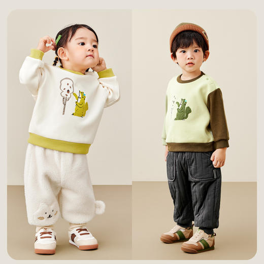 迷你巴拉男女童冬新品加绒亲肤卫衣舒弹长袖上衣 商品图2