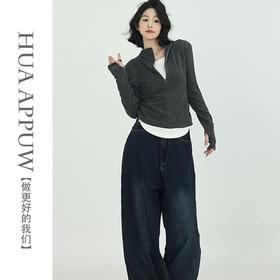 韩版假两件半拉链立领T恤打底衫女冬季新款叠穿保暖长袖上衣S-2XL