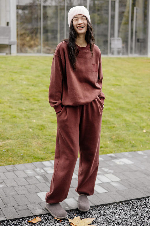 绽放007-008朵/羊毛棉摇粒绒全腰松紧加抽绳脚口收口卫裤卫衣套装 商品图5