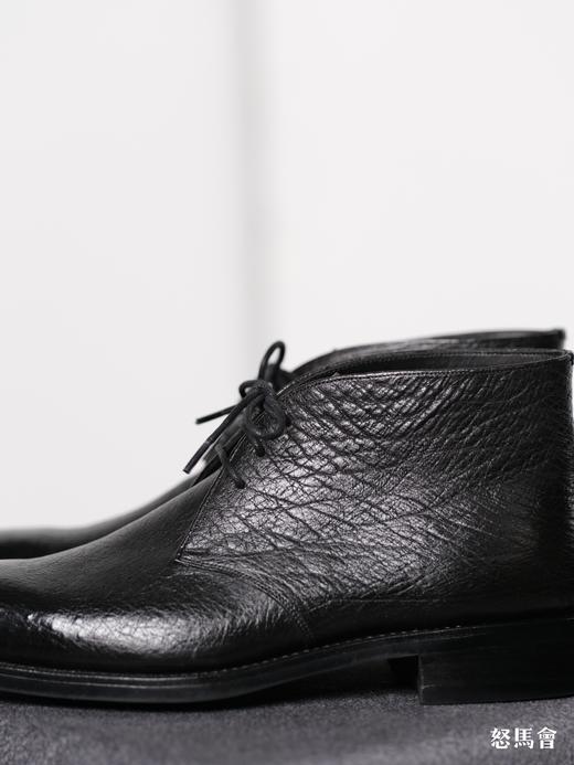 手工固特异南非鸵鸟皮意大利Vibram橡胶底黑色沙漠靴 商品图3