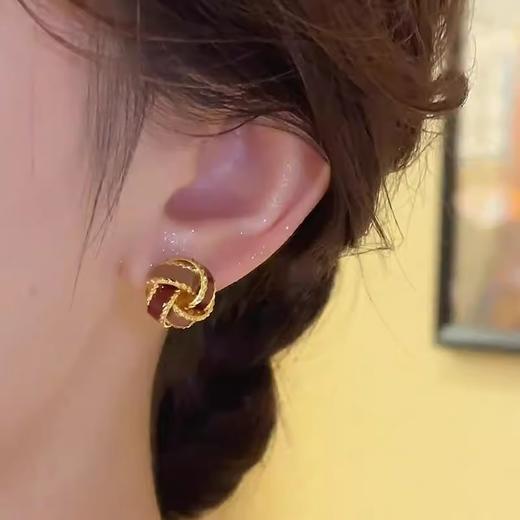 雀说复古气质美拉德色滴釉麻花耳钉女秋冬轻奢高级感耳环小众设计耳饰AL1095 商品图2