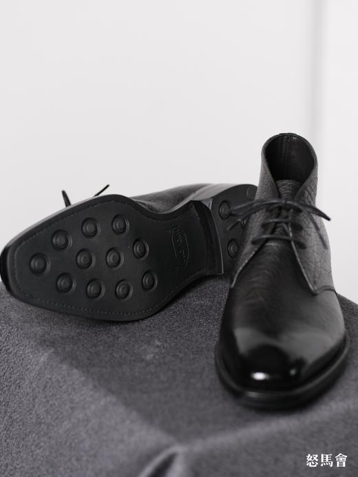 手工固特异南非鸵鸟皮意大利Vibram橡胶底黑色沙漠靴 商品图2