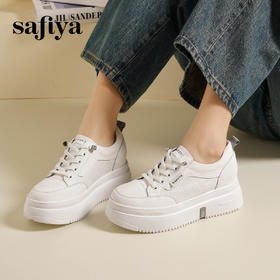 Safiya/索菲娅2025春新款轻便休闲增高厚底运动小白鞋 SFD1112018