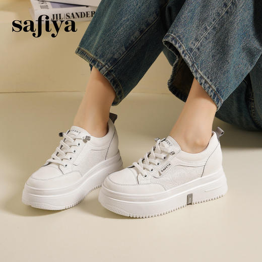 Safiya/索菲娅2025春新款轻便休闲增高厚底运动小白鞋 SFD1112018 商品图0