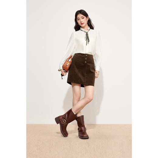 【积分换购不退货】【特惠不退货】诗凡黎法式衬衫2024秋新款木耳边领衬衣女3F9122181 商品图1