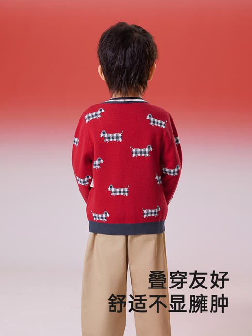 英氏儿童毛衣春秋长袖男童开衫外套2025新款新年毛衣YRWWJ1R001A 商品图4