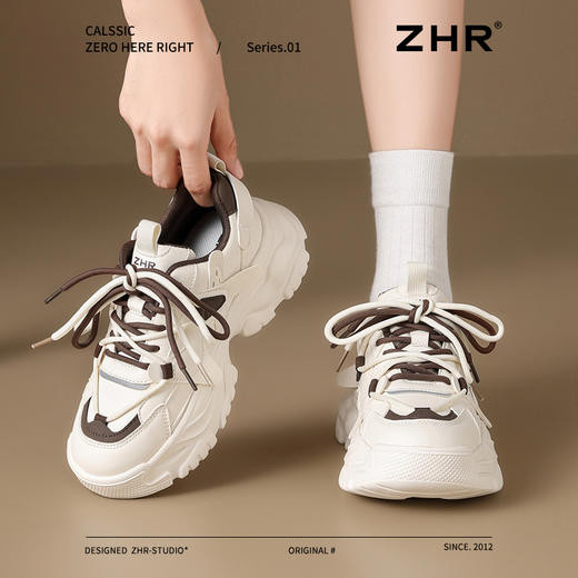 ZHR厚底老爹鞋女2024秋冬新款软底增高小个子小白鞋休闲运动轻便 商品图1