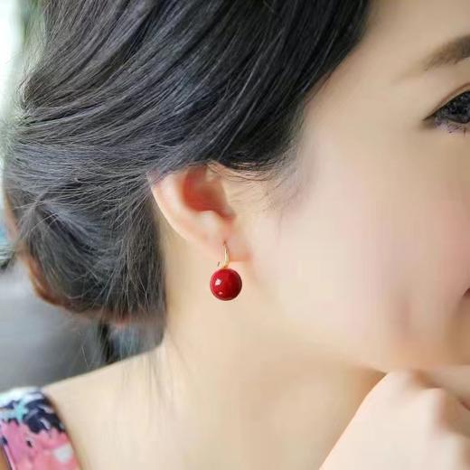 雀说天然朱砂耳坠紫金砂S925银耳钩原矿耳环本命年耳钉转运AL 商品图7