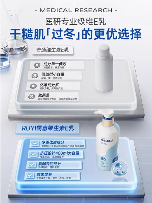 儒意维生素e乳 保湿补水滋润修护女男 维E面霜身体乳400ml/瓶 商品图2