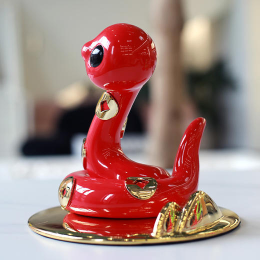 RODEO ART 蛇玲珑 中国红 20cm 送人送朋友客厅卧室玄关摆件生日礼物蛇年 商品图2
