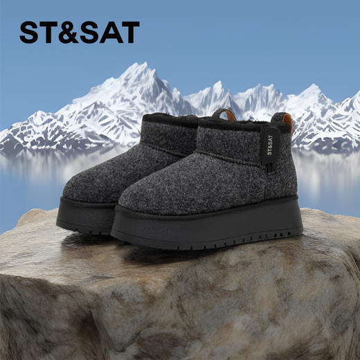 星期六简约百搭短筒加绒厚底雪地靴SSC4118CY7 商品图0