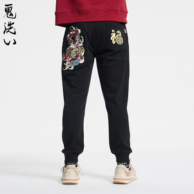 ONIARAI/鬼洗25春夏泥棒蓝福气莽莽绣花针织裤男式休闲裤 N540166