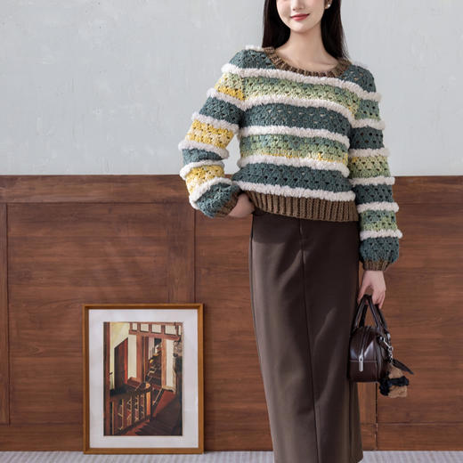 苏苏姐家斓森条纹毛衣手工DIY钩针衣服羊毛线上衣毛线团材料包 商品图1
