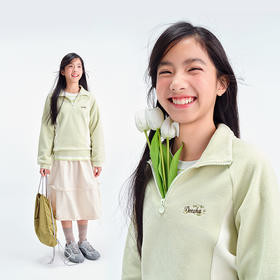 笛莎Deesha青少年女童卫衣2025春季女童单面摇粒绒卫衣